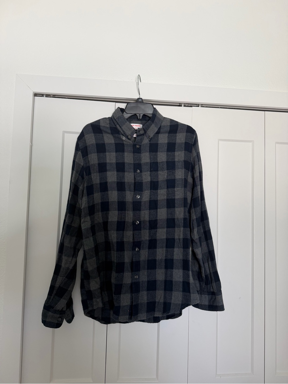 Joe Fresh Plaid Button-Down Shirt - Navy and Gray